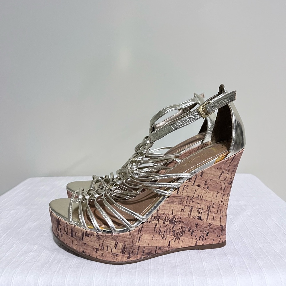 Fergalicious gold cork bottom  wedge